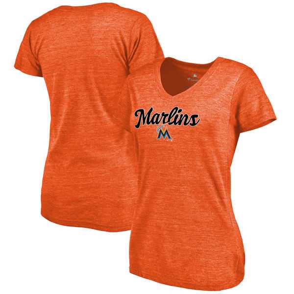 Women's Miami Marlins Freehand V Neck Slim Fit Tri Blend T-Shirt Orange FengYun,We sell and wholesale Women's Miami Marlins Freehand V Neck Slim Fit Tri Blend T-Shirt Orange FengYun on line form chian!